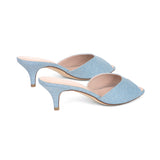 Amelie 55 Heeled Sandal in Silver Denim Fabric