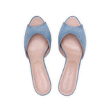 Amelie 55 Heeled Sandal in Silver Denim Fabric