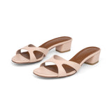 Bella 35 Heeled Sandal in Classic Beige Leather