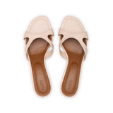 Bella 35 Heeled Sandal in Classic Beige Leather
