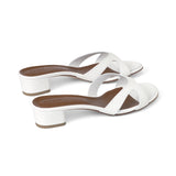 Bella 35 Heeled Sandal in Classic White Leather