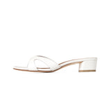 Bella 35 Heeled Sandal in Classic White Leather