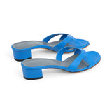 Bella 35 Heeled Sandal in Azure Nappa Leather