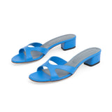 Bella 35 Heeled Sandal in Azure Nappa Leather