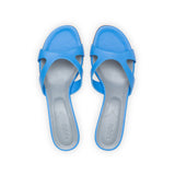 Bella 35 Heeled Sandal in Azure Nappa Leather