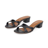 Bella 35 Heeled Sandal in Classic Black Leather
