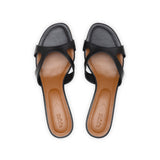 Bella 35 Heeled Sandal in Classic Black Leather