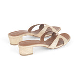 Bella 35 Heeled Sandal in Embossed Gold Lizard Leather