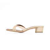 Bella 35 Heeled Sandal in Embossed Gold Lizard Leather