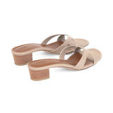 Bella 35 Heeled Sandal in Taupe Nappa Leather