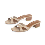 Bella 35 Heeled Sandal in Taupe Nappa Leather