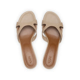 Bella 35 Heeled Sandal in Taupe Nappa Leather
