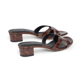 Bella 35 Heeled Sandal in Tortoise Shell Patent Leather