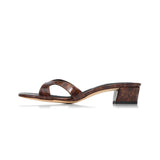 Bella 35 Heeled Sandal in Tortoise Shell Patent Leather