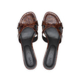 Bella 35 Heeled Sandal in Tortoise Shell Patent Leather