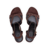 Bella 75 Heeled Sandal in Chocolate Suede Leather