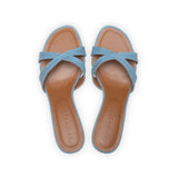 Carrie 55 Heeled Sandal in Blue Jeans Denim Fabric