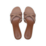 Carrie 55 Heeled Sandal in Oat Nappa Leather