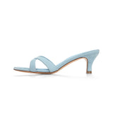 Carrie 55 Heeled Sandal in Sky Blue Suede Leather