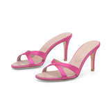 Carrie 75 Heeled Sandal in Fuxia Satin Fabric