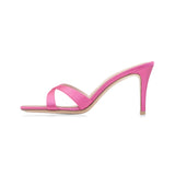 Carrie 75 Heeled Sandal in Fuxia Satin Fabric
