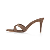 Carrie 75 Heeled Sandal in Mocha Suede Leather