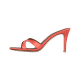 Carrie 75 Heeled Sandal in Salmon Satin Fabric