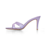 Carrie 75 Heeled Sandal in Lavender Satin Fabric