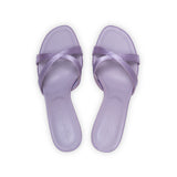 Carrie 75 Heeled Sandal in Lavender Satin Fabric