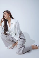 Carrie 75 Heeled Sandal in White Nappa Leather