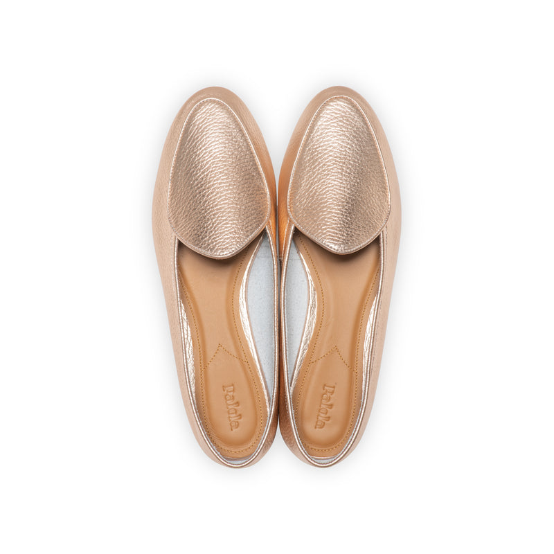 Claudia Loafer in Metallic Rose Gold Leather