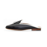 Claudia (Tassel) Mule in Black Nappa and White Nappa Leather