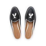 Claudia (Tassel) Mule in Black Nappa and White Nappa Leather