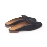 Claudia (Ribbon) Mule in Black Suede Leather