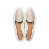 Claudia Loafer in White and Embossed Silver Lizard Leather