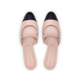 Diana 35 Heeled Mule in Beige Rose Nappa and Black Nappa Leather
