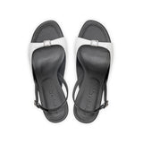 Elle 75 Heeled Sandal in Classic White and Classic Black Leather