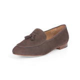 Gigi (Tassel) Loafer in Chocolate Suede Leather