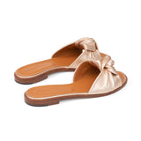 Gisele Slide in Metallic Rose Gold Leather
