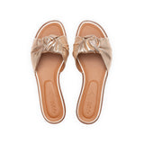 Gisele Slide in Metallic Rose Gold Leather