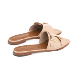Heidi Slide in Beige Nappa Leather