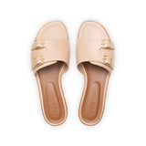 Heidi Slide in Beige Nappa Leather