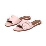 Heidi Slide in Powder Pink Nappa Leather
