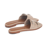 Heidi Slide in Taupe Nappa Leather