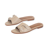 Heidi Slide in Taupe Nappa Leather