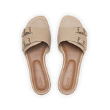 Heidi Slide in Taupe Nappa Leather
