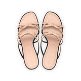 Holly 75 Heeled Sandal in Beige Rose Nappa and Classic Black Leather