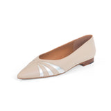 Kendall Ballet Flat in Sand Nappa and Metallic Silver Leather