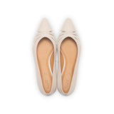 Kendall Ballet Flat in Sand Nappa and Metallic Silver Leather