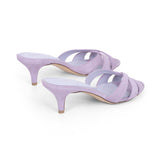 Marilyn 55 Heeled Sandal in Lilac Suede Leather